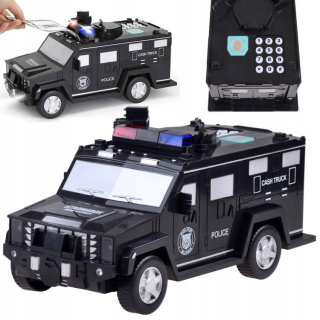Pokladnička pre deti - PRASIATKO BEZPEČNÉ PRE BANKOVKY MINCE PIN AUTOPOLÍCIA