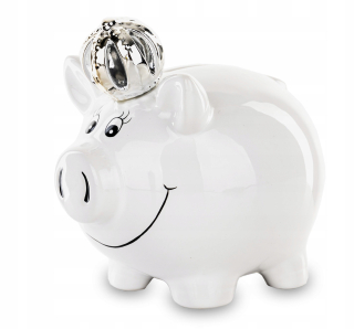 Detská pokladnička - Piggy Piggy Bank White Ceramics 11.5x11x9cm 146879