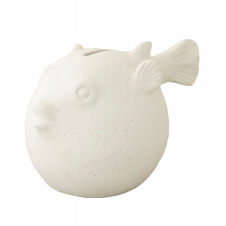 Pokladnička pre deti - Keramická krabička PIGGY BOX, PUFFY FISH, biela