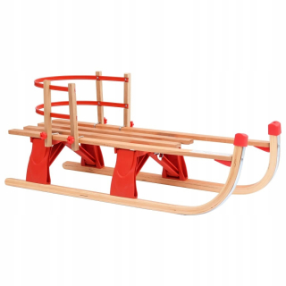 Sánky - Skladacia sane s dreveným operadlom 110cm. Cherry