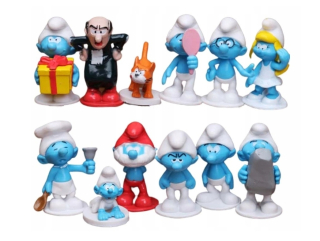 Postavička - Figúrky šmolkov Gargamel Klakier narodeniny 12 kusov