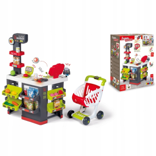 Smoby supermarket s vozíkom, elektronické pokladne, v