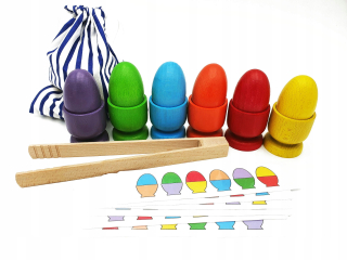 Farebný triedič Drevené vajcia Montessori 6kolors