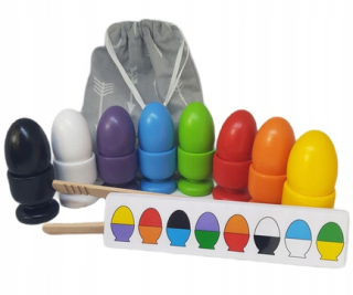 Farebný triedič Drevené vajcia Montessori 8kolors