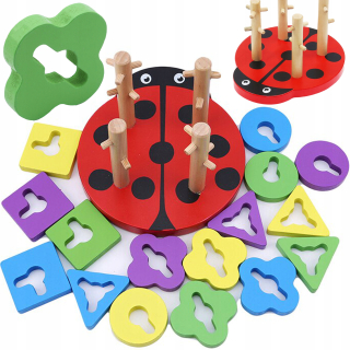 Stavebnica - Sorter Vzdelávacie puzzle pre deti Drevené