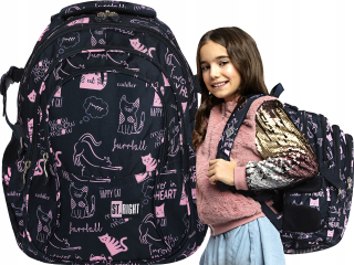 Školská taška, batoh - St.right 4-komorový batoh BP1 CATS KOKI 620980