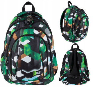 Školská taška, batoh - St.Right Backpack BP-04 Zelené 3D PADS Pixel 26L