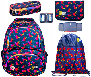 Školská taška, batoh - St.Right Backpack BP7 Rainbow Birds ceruzky Case Sasz Wor