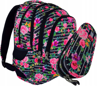 Školská taška, batoh - St.Right School Bathpack Light Roses + Puzdro na ceruzku