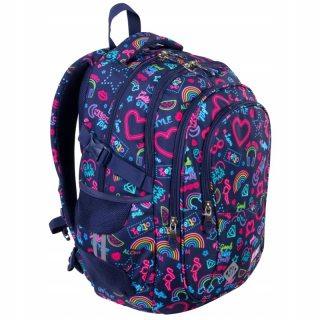 Školský batoh - Batoh St.Right School Batoh 4-CHAMBER NEON Heart BP01