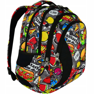 Školská taška, batoh - St.Right School Bathpack Hamburgers Rýchle občerstvenie BP02