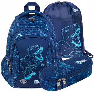 Školský batoh - St.right batoh set ceruzkou vrecká T-Rex-5426