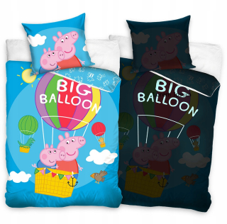 Detský set paplón, vankúš - Peppa ošípané bavlnené obliečky na bavlnu 140x200