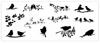Šablóny na stenu - Viacnásobná -maľovacia šablóna 12 X Birds