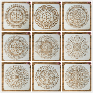 Šablóny na stenu - Šablóny scrapbookingu Mandala - 9 kusov