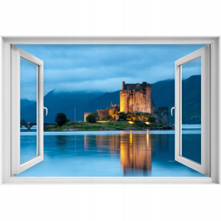 Destké samolepky - Samolepiaca samolepka na okno Castle Scotland 150x100