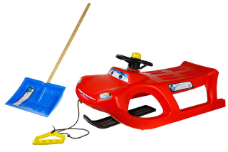 Sánky - Sled auto lyžovanie zig zet s volantom + zdarma