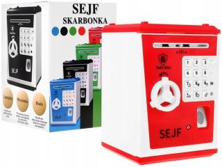 Detská pokladnička - SEJF Piggy Bank pre deti 3+ Červené úspory