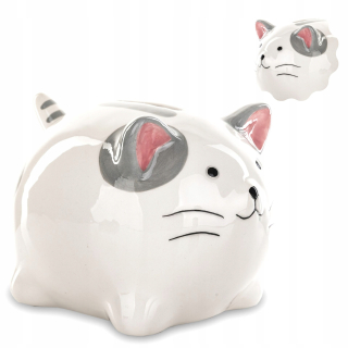 Detská pokladnička - Big Piggy Bank otvoril bielu keramiku mačiatko 14 cm