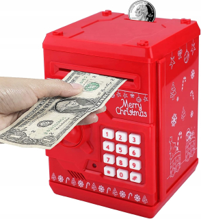 Detská pokladnička - Saodom Piggy Bank s šifrovými zámkami, červená