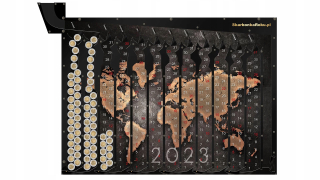 Detská pokladnička - Auto Piggy Bank Calendar 2023 Mapa sveta