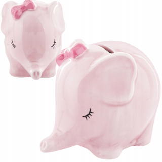 Pokladnička pre deti - Pink Elephant Piggy Bank Našťastie figurína slona
