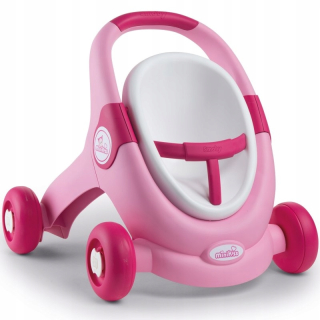 SMOBY MINIKISS 3IN1 WALKER PACHACZ TROLLEY ružový