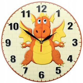 Hodiny do detskej izby - Dragon Wall Clock tichý mechanizmus O-826 POM