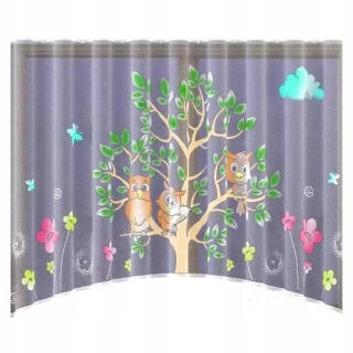 Detské záclony - Owls Curtain 300 x 150 cm vtáčie strom |