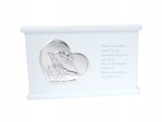 Pokladnička pre deti - Silver Piggy Bank Angel Suvenír Krst gravírovanie