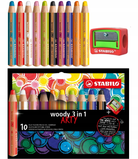 STABILO CRAYONS WOODY 3IN1 10 AUTOMATICKÉHO AUTOMOBILU S BROUNDEROM