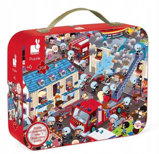 Hasičský záchranný zbor Puzzle pozorovanie kufor Janod 6+
