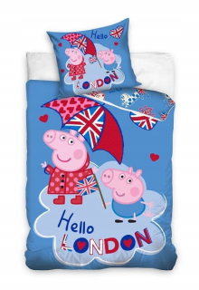 Detský set paplón, vankúš - Peppa ošípané súprava posteľnej obliečky 160x200