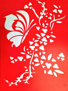 Šablóna maľovanie stenu - Maľba šablóna DXL-339 Butterfly v kríku