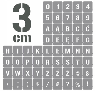 Šablóna maľovanie stenu - Šablóny nastavené písmená a číslice 3cm /maľba /