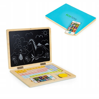Tabuľa v notebooku dieťa + smartphone