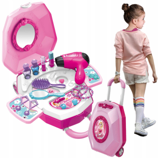 Toaletný stolík. Kozmetika pre dievčatá. Suitcase set