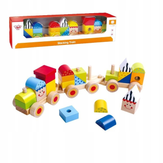 TOOKY TOY DREVENÉ ŽELEZNIČNÉ VLAKOVÉ BLOKY + 2 NÁKLADNÉ VOZIDLÁ
