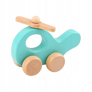 TOOKY TOY Drevená tlačná helikoptéra pre deti