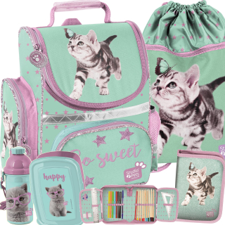 Aktovka - Satchel pre dievčatá. Butterfly mačka pre dievča