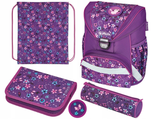 Školská taška - batoh, set, zostava - Tornister Herlitz Ultralight Plus Kvety Set