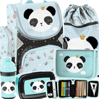 Školská školská taška 5in1 panda pre dievča