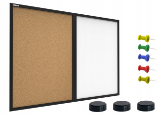 Magnetická tabuľa biely korok 90x60 čierna MDF