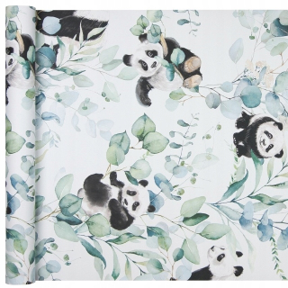 Tapeta do detskej izby - Flish tapeta Rasch panda eukalyptus listy