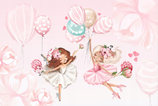 Tapety do detskej izby - Tapeta Dancing Ballerinas, Pink Balloons 368x248