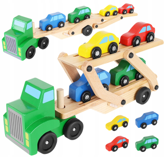 TIR LAWETA Truck Drevené auto + 4 autá