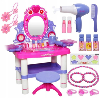 Toaletný stolík pre dievčatá zrkadlo kozmetika make-up