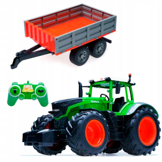 Zelený traktor s prívesom Diaľkovo ovládané HIT