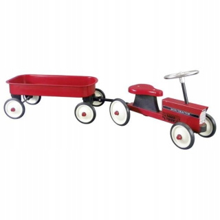 Kovový traktor pre deti s prívesom