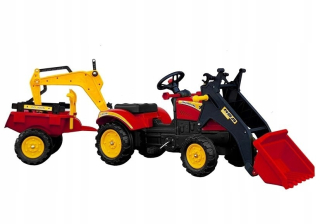 Traktor s prívesom a lyžičkou pre červené pedále Benson